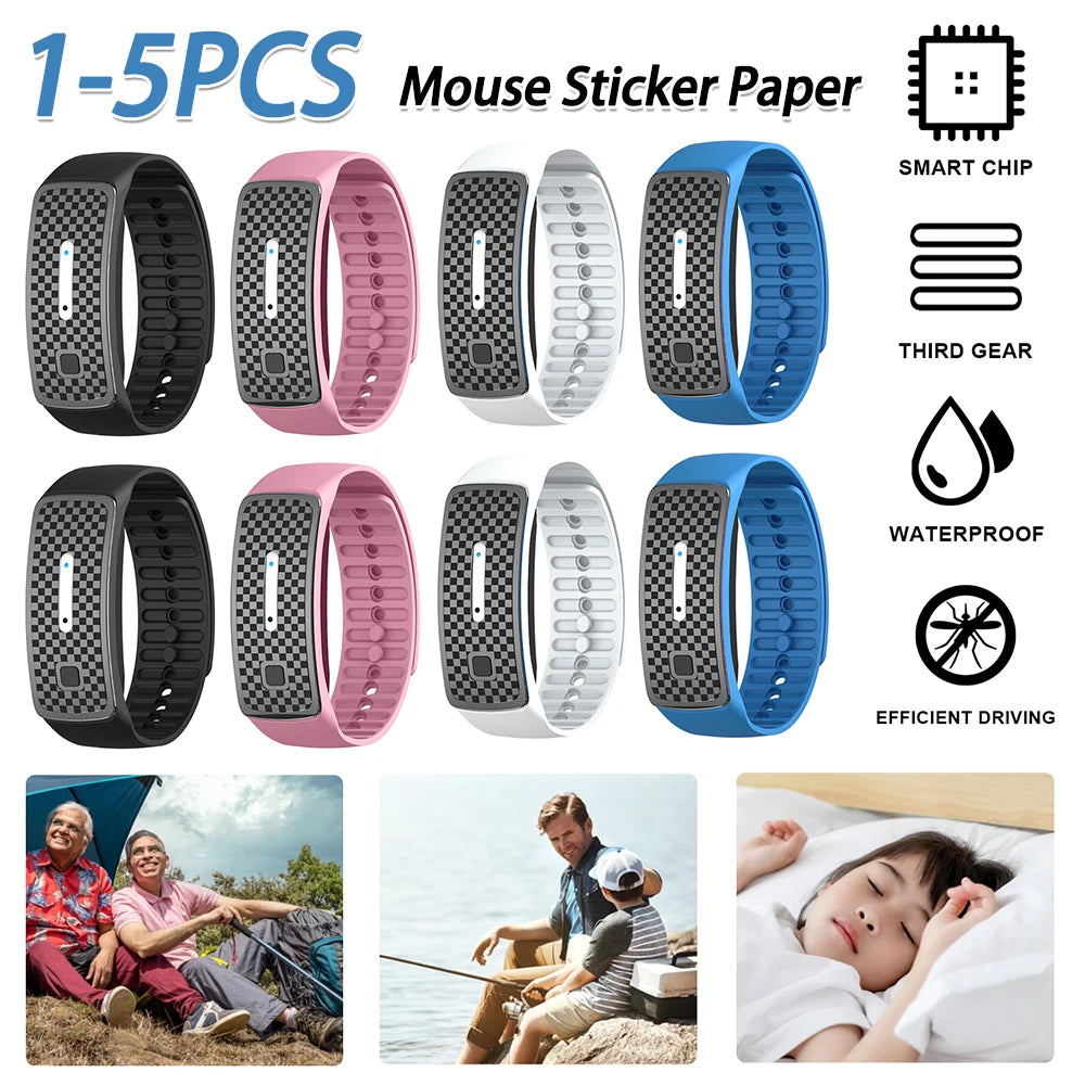 1-5PCS Ultrasonic Mosquito Repellent Bracelet Portable Mosquito Insect Repellent Band Anti-mosquito Bracelet Watch Adults Kids