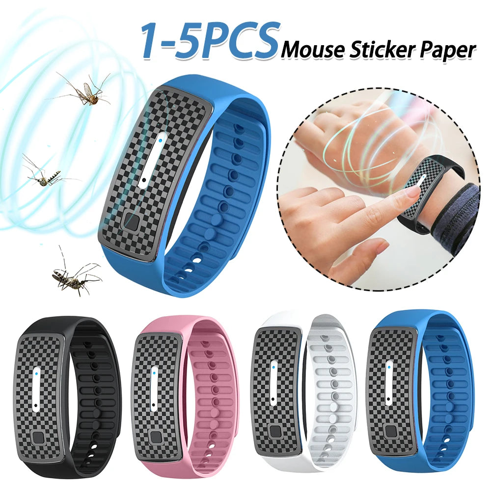 1-5PCS Ultrasonic Mosquito Repellent Bracelet Portable Mosquito Insect Repellent Band Anti-mosquito Bracelet Watch Adults Kids