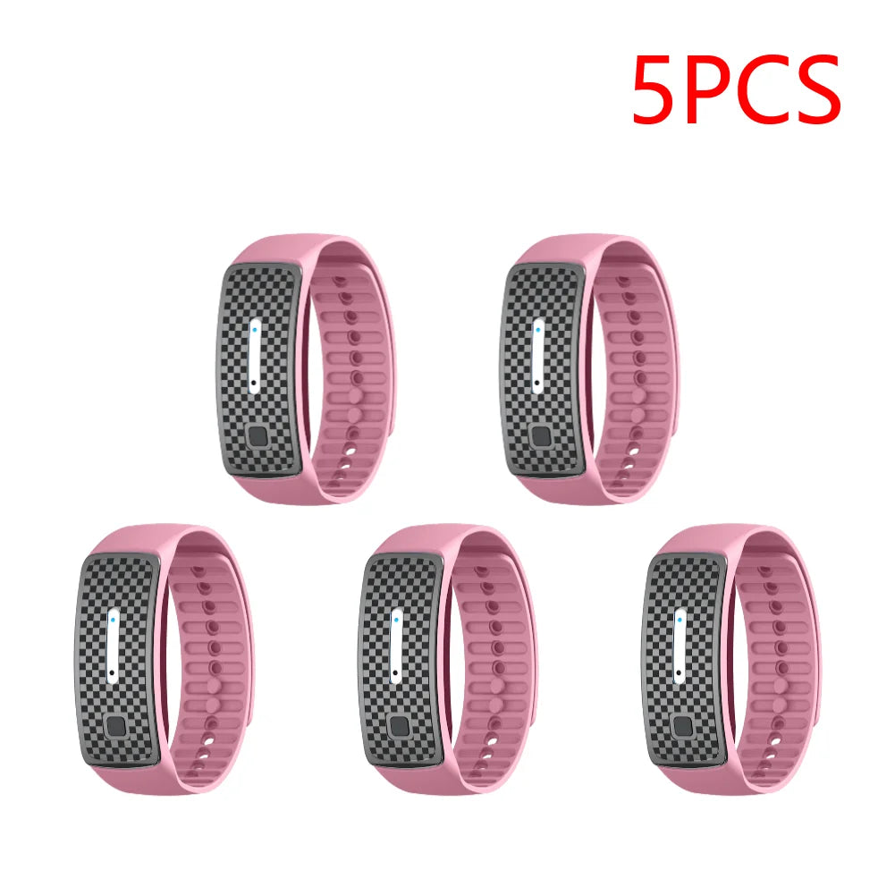 1-5PCS Ultrasonic Mosquito Repellent Bracelet Portable Mosquito Insect Repellent Band Anti-mosquito Bracelet Watch Adults Kids